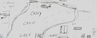 Hand drawn map of Chevy Chase Lake 