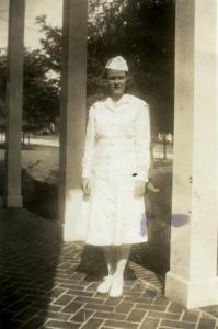 Jean Roundtree in Red Crfoss Uniform