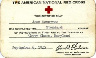Jean Roundtree's Red Cross Card