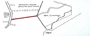 Hand drawn map of Cummings Lane c. 1885